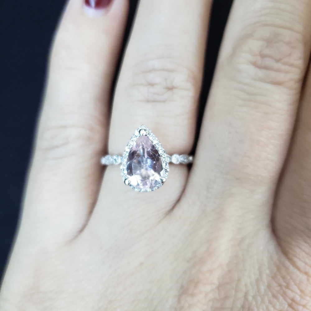 White gold pink Morganite engagement ring